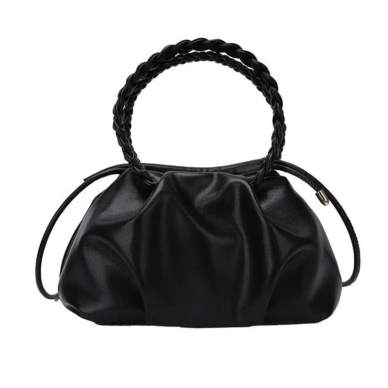 Braided Handle Top-handle Bag Vintage Tote Soft Shoulder Bag