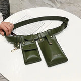 Women Leather Fanny Pack Waterproof Waist Bag Multi-pocket