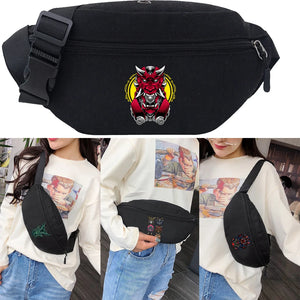 Monster Print Outdoor Sports Bag Canvas Waist Bag Crossbody Banana Bag