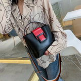 Women Bucket Bag Temperament PU Leather Messenger Bag