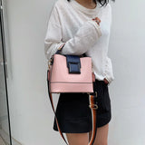 Women Bucket Bag Temperament PU Leather Messenger Bag