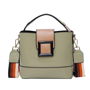 Women Bucket Bag Temperament PU Leather Messenger Bag