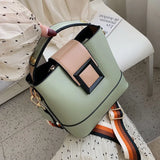 Women Bucket Bag Temperament PU Leather Messenger Bag