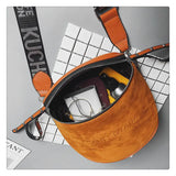 Women Bucket Bag Crossbody Bag Wide Shoulder Strap Sac A Main