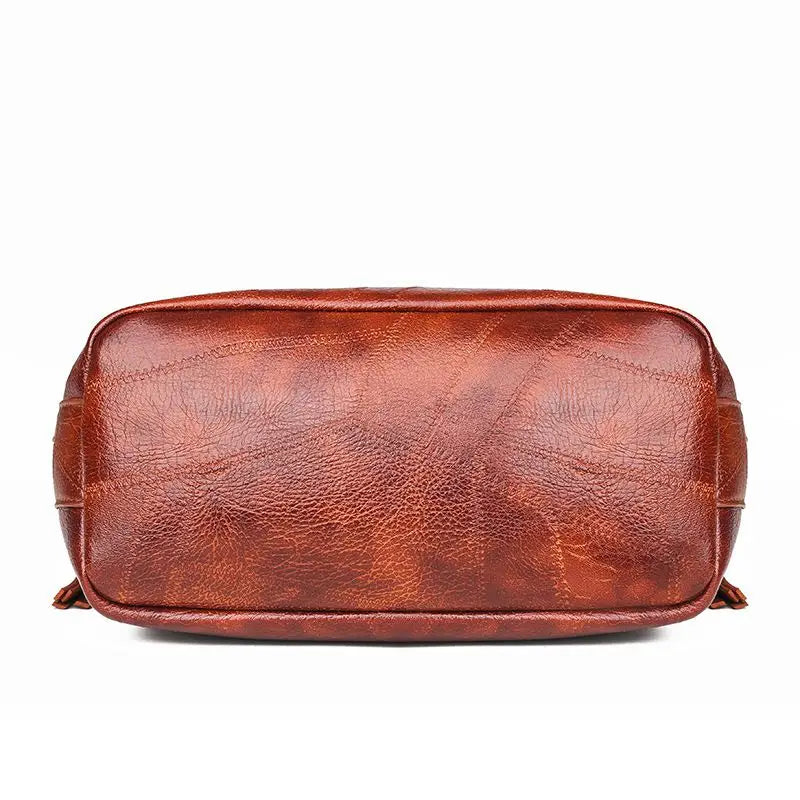 Vintage Soft Leather Bucket Bag for Women Shoulder Cross Body Handbag