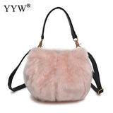 Leopard Print Bucket Bag Plush Shoulder Tote Crossbody Winter Handbag