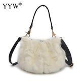 Leopard Print Bucket Bag Plush Shoulder Tote Crossbody Winter Handbag