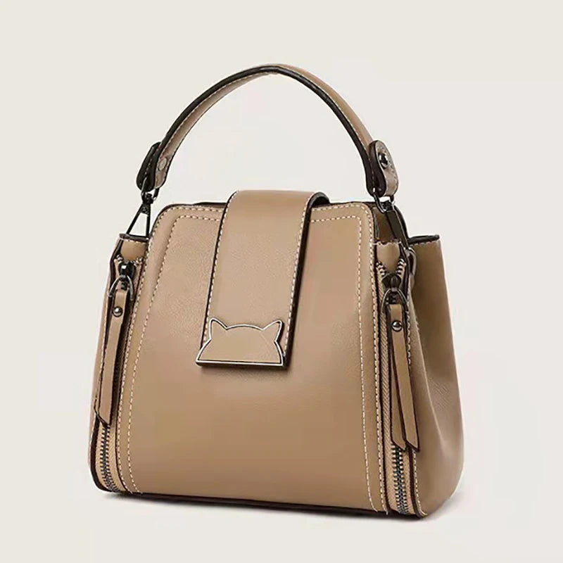 Women Bucket Leather Bag Single Shoulder Shopping Handbags