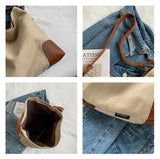 Canvas Bucket Shoulder Bag Crossbody Tote Large Capacity Handbag