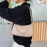 Women Butterfly Chain Shoulder Bag PU Leather Underarm Bag