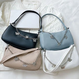 Women Butterfly Chain Shoulder Bag PU Leather Underarm Bag