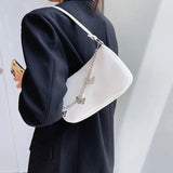 Women Butterfly Chain Shoulder Bag PU Leather Underarm Bag