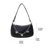 Women Butterfly Chain Shoulder Bag PU Leather Underarm Bag