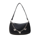 Women Butterfly Chain Shoulder Bag PU Leather Underarm Bag