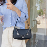Women Butterfly Chain Shoulder Bag PU Leather Underarm Bag