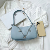 Women Butterfly Chain Shoulder Bag PU Leather Zipper Shopping Purse