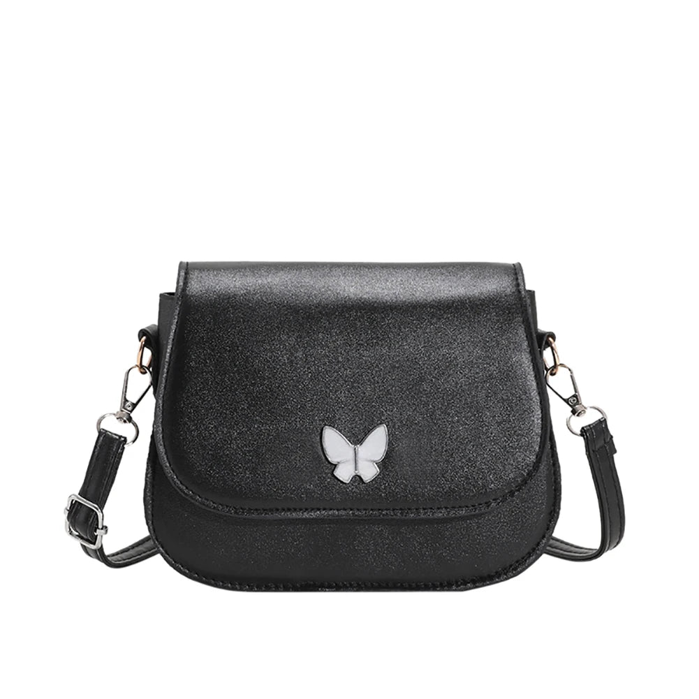 Vintage Women Butterfly Leather Shoulder Bag Solid Flap Small Handbag