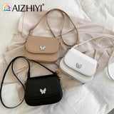 Vintage Women Butterfly Leather Shoulder Bag Solid Flap Small Handbag