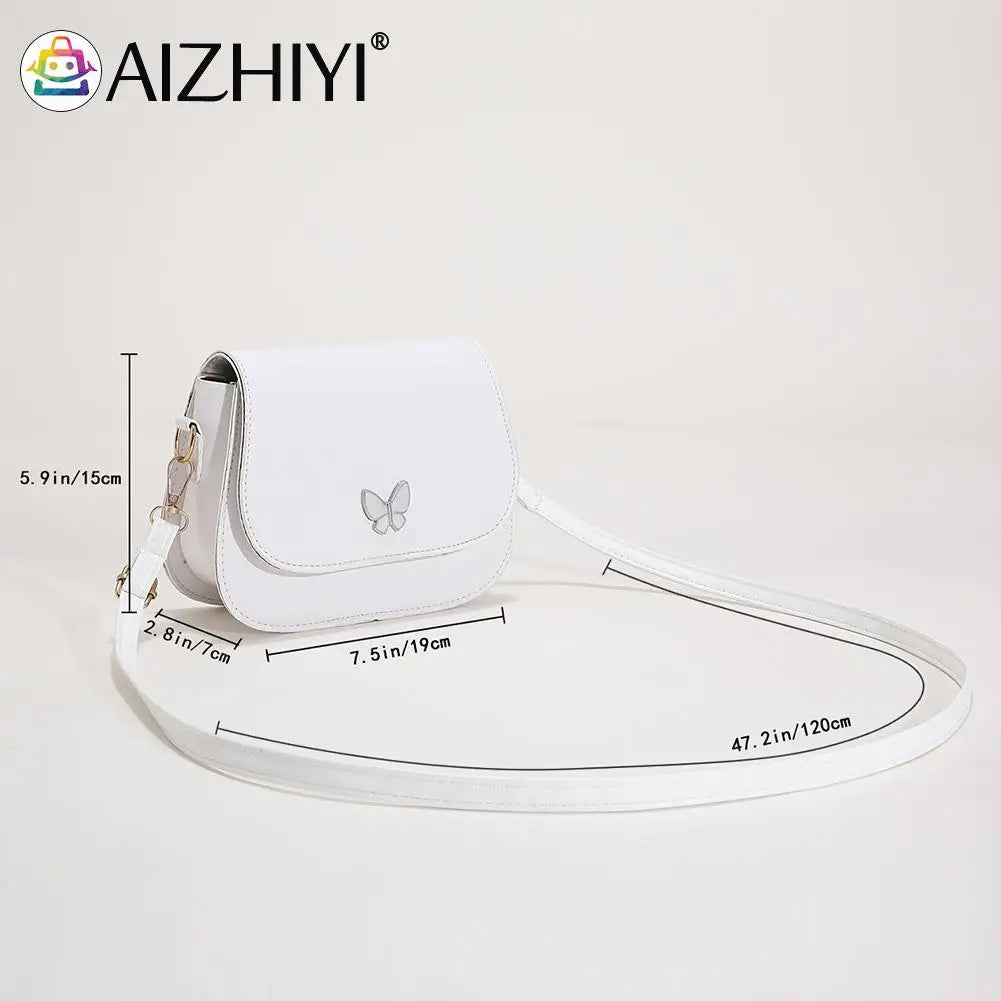Vintage Women Butterfly Leather Shoulder Bag Solid Flap Small Handbag