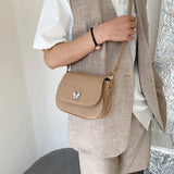 Women Butterfly Shoulder Crossbody Bag Solid Leather Flap