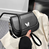 Women Butterfly Shoulder Crossbody Bag Solid Leather Flap