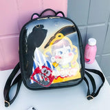 Women Candy Cat Ita Bag Clear Transparent Backpack School Bags