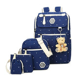 Canvas 4Pcs/set School Backpacks College Schoolbag for Teenager Girl And Boys