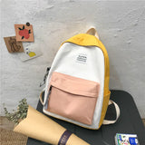 Canvas Backpack Women Shoulder Bag Stitching School Bag Teenage Girl Children
