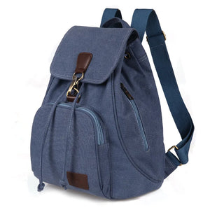 Vintage Canvas Backpack for Women, Drawstring Shoulder Bag for Teenage Girls