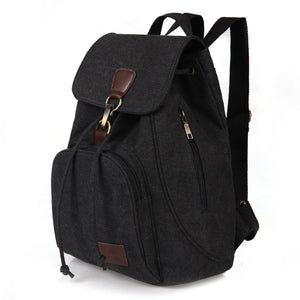 Women Canvas Backpack Vintage Travel Bag Drawstring Laptop School Bags