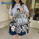 Canvas Backpack Animal Print School Bag for Ladies
