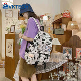 Canvas Backpack Animal Print School Bag for Ladies