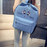 Women Canvas Backpacks Cat Eyes Animal Printing School Bags For Teenagers