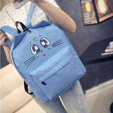 Women Canvas Backpacks Cat Eyes Animal Printing School Bags For Teenagers