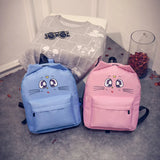 Women Canvas Backpacks Cat Eyes Animal Printing School Bags For Teenagers