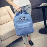 Women Canvas Backpacks Cat Eyes Animal Printing School Bags For Teenagers