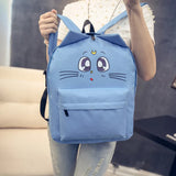 Women Canvas Backpacks Cat Eyes Animal Printing School Bags For Teenagers