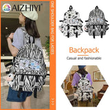 Women Canvas Backpacks Cow Printing Funny College Rucksack