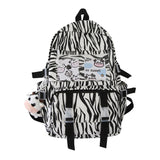Women Canvas Backpacks Cow Printing Funny College Rucksack