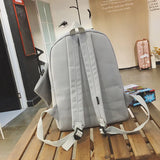 Women Canvas School Backpacks for Teenage Girls 2 Pcs Rucksack Bag