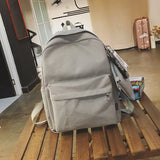 Women Canvas School Backpacks for Teenage Girls 2 Pcs Rucksack Bag