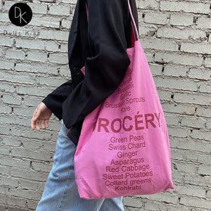 Women Canvas Bag Large Tote English Printed Eco Shopping Bag