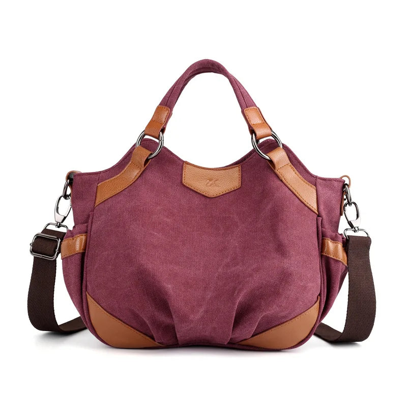 Women Canvas Bag Crossbody Shoulder Totes Panelled Hobos Sac