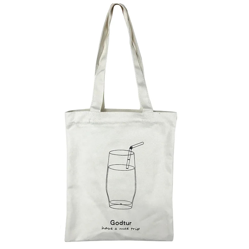 Women Canvas Bag Ladies Shoulder Casual Handbag Print Tote Bag