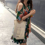 Women Canvas Bag Ladies Shoulder Casual Handbag Print Tote Bag