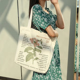 Women Canvas Large Capacity Shoulder Tote Floral Shopper Bag