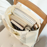 Women Canvas Large Capacity Shoulder Tote Floral Shopper Bag