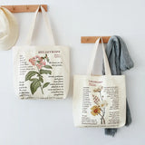 Women Canvas Large Capacity Shoulder Tote Floral Shopper Bag