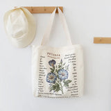 Women Canvas Large Capacity Shoulder Tote Floral Shopper Bag