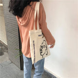 Stick Figure Printed Canvas Tote Bag for Women